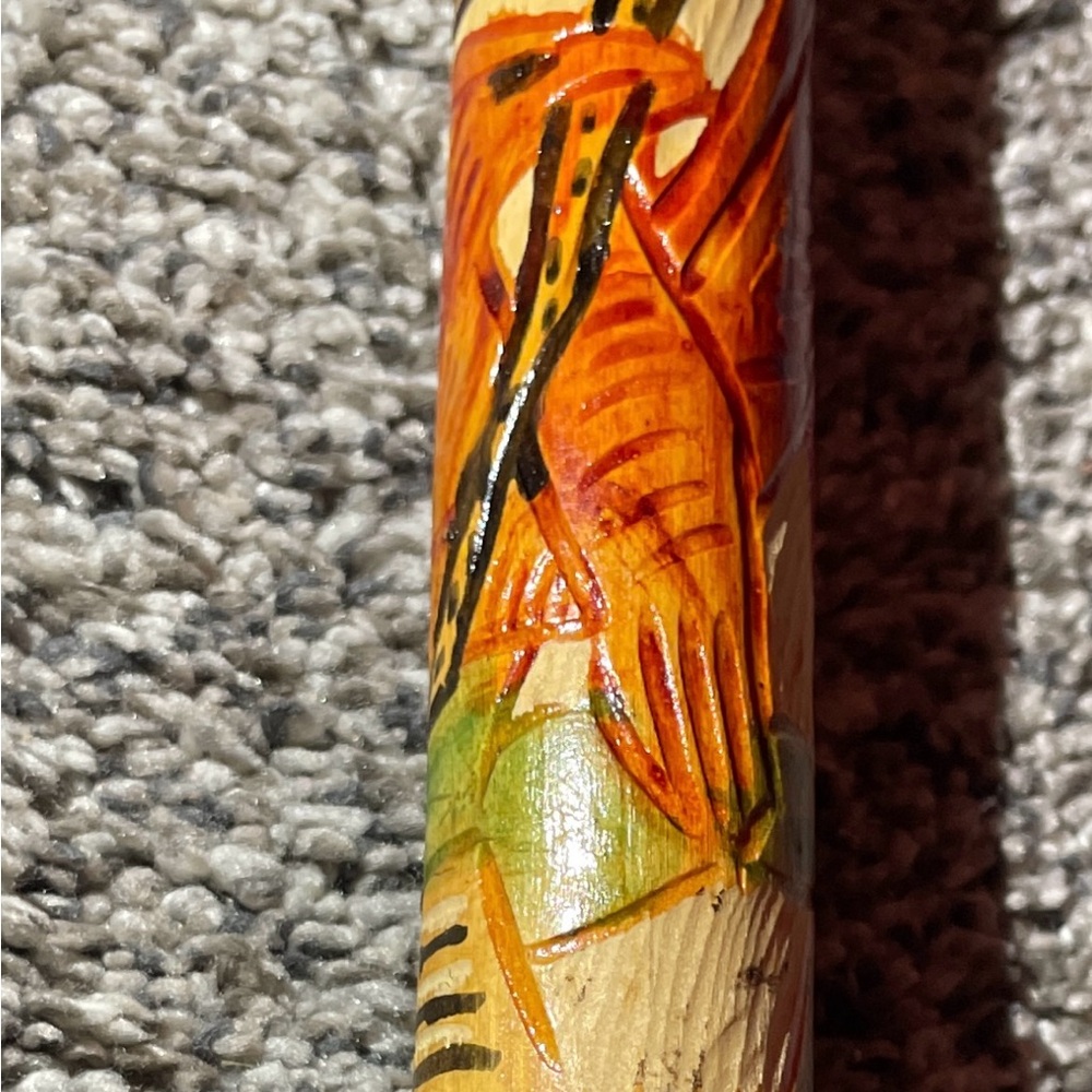 Vintage Hand carved painted Wooden Walking Cane - Picture 6 of 7